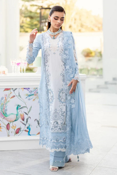 HR-CS 2645 3 Pc Embroidered Lawn Shirt With Embroidered Chifoon Dupatta With Patches