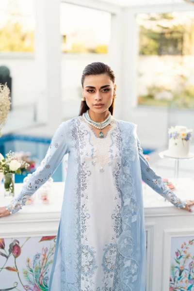 HR-CS 2645 3 Pc Embroidered Lawn Shirt With Embroidered Chifoon Dupatta With Patches