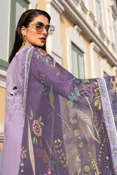 HR-MS 04 3 Piece Embroidered Lawn Shirt with Digital Printed Silk Dupatta