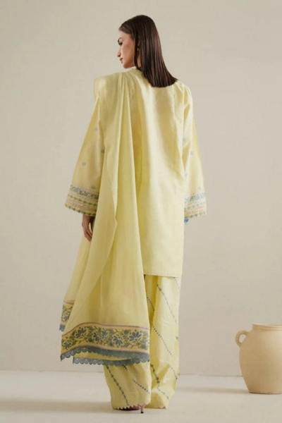 HR-ZS 2635 3 Pc Embroidered Lawn Shirt With Embroidered Cotton Net Dupatta