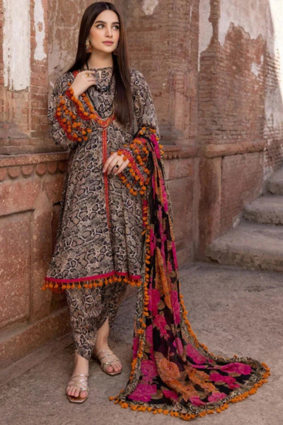 HR-MB112 Digital Printed Lawn 3pc Suit With Digital Printed Lawn Dupatta