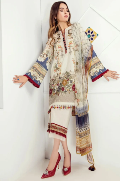 HR -10 3pc Digital Printed Lawn Suit With Digital Printed Pure Chiffon Dupatta