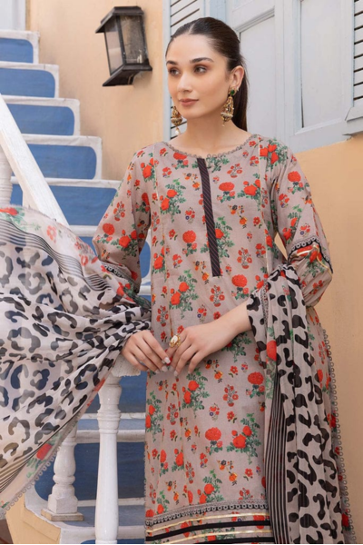 HR-CH06 Unstitched Digital Printed Lawn Suit 3pc With Digital Printed Lawn Dupatta