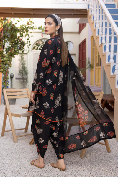 HR-Linen Unstitched Digital Printed Suit With Linen Dupatta