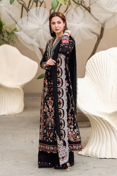 HR-QL2655 3Pc Embroidered Lawn Shirt With Embroidered Chiffon Dupatta
