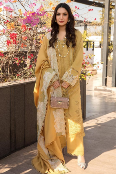 HR-SS 1220 3 Piece Embroidered Lawn With Embroidered Lawn Dupatta