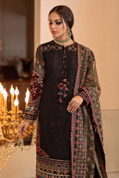 HR-BQ 14 3 piece Embroidered Lawn Suit With Embroidered Organza Dupatta