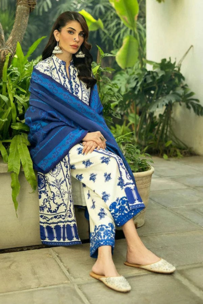 HR-ZC424 Unstitched 3 Pcs Digital Printed Lawn Suit With Printed Lawn Dupatta