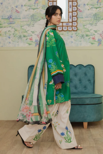 HR-CO498 3Pc Digital Printed Lawn Shirt With Printed Dupatta