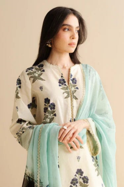 HR-CO492 3Pc Digital Printed Lawn Shirt with Printed Dupatta