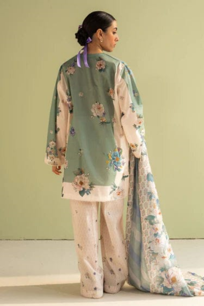 HR-CO496 3Pc Digital Printed Lawn Shirt with Printed Dupatta