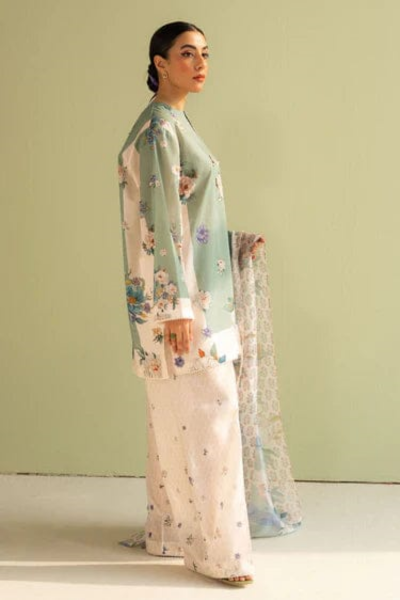 HR-CO496 3Pc Digital Printed Lawn Shirt with Printed Dupatta