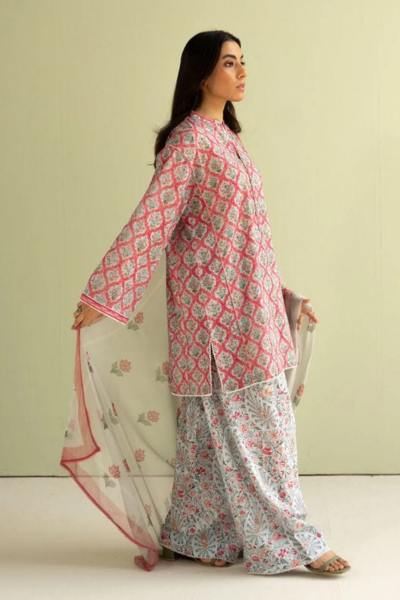 HR-CO494 3Pc Digital Printed Lawn Shirt With Printed Dupatta