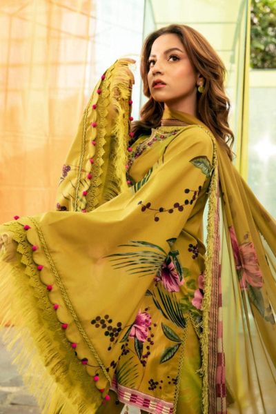HR-MB484 3Pc Digital Printed Lawn Shirt with Printed Dupatta
