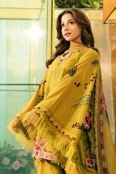 HR-MB484 3Pc Digital Printed Lawn Shirt with Printed Dupatta
