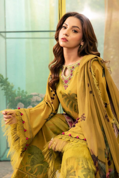 HR-MB484 3Pc Digital Printed Lawn Shirt with Printed Dupatta