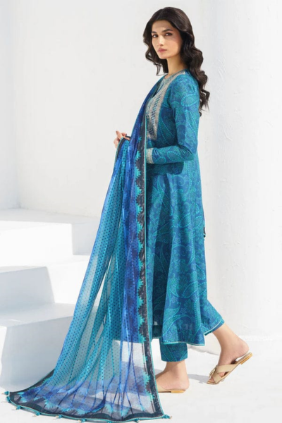 HR-BQ454 3 Piece Digital Printed Lawn Shirt Trouser and Dupatta With Patches