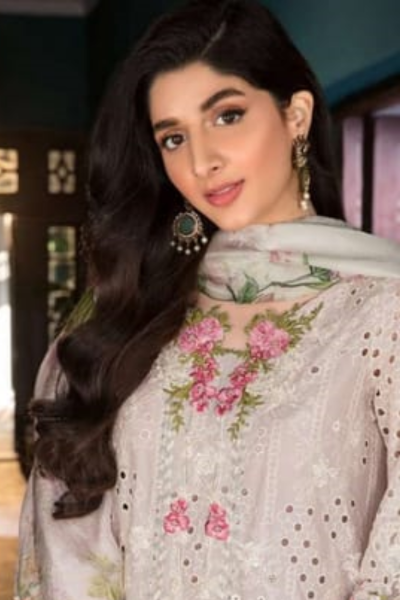 HR-EL 12 3 piece Embroidered Lawn Shirt With Digital Printed Poly Lawn Dupatta