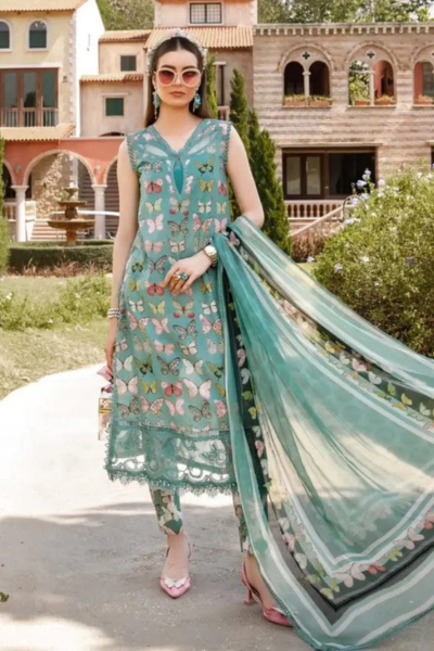HR-MB26 3 Piece Digital Printed Lawn Shirt With Monar Dupatta
