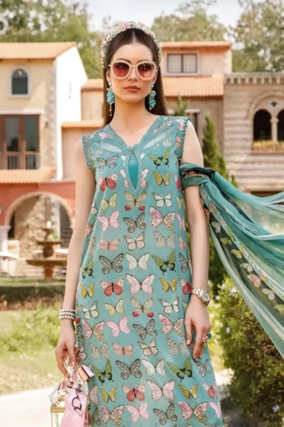 HR-MB26 3 Piece Digital Printed Lawn Shirt With Monar Dupatta