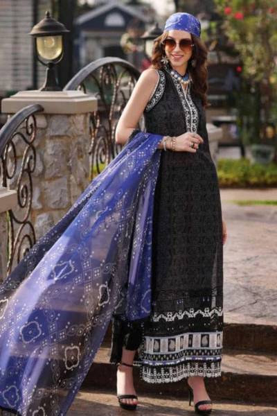 HR-MB303 3 Piece Digital Printed and Embroidered Lawn Shirt with Chiffon Dupatta