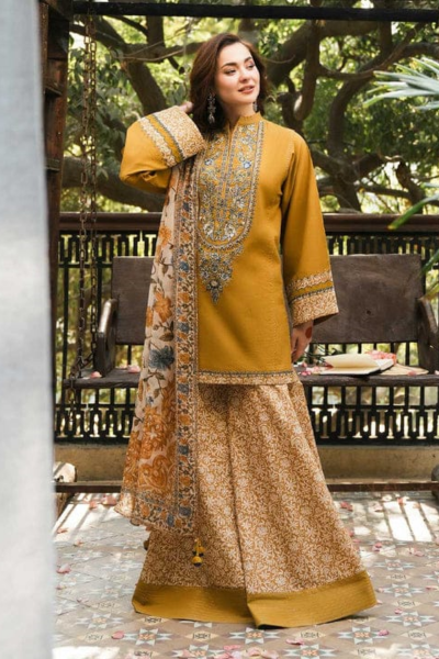 HR-SP510 3Pc Embroidered Lawn Shirt with Printed Poly Lawn Dupatta