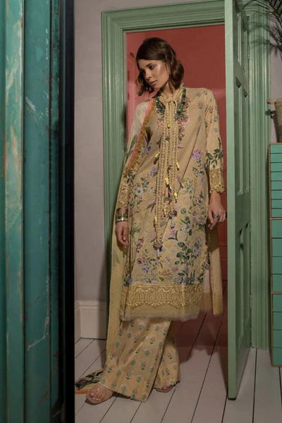 HR-SN18 3 Piece Printed Lawn Shirt With Silk Dupatta