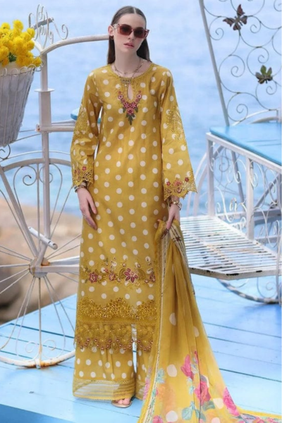 HR-3 ZC 95B Piece Printed Lawn Shirt With Printed Monar Dupatta
