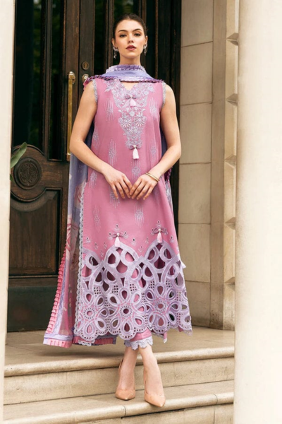 HR-MS2570B 3 Pcs Embroidered Lawn Shirt With Printed Dupatta