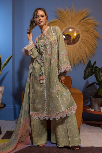 HR-SN15 3 Piece Printed Lawn Shirt With Silk Dupatta