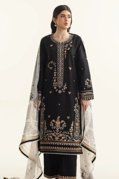 HR-CO2650 3Pc Embroidered Lawn Shirt With Printed Dupatta