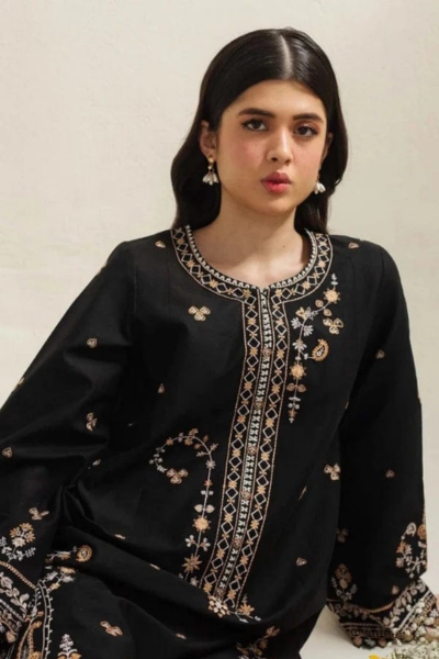 HR-CO2650 3Pc Embroidered Lawn Shirt With Printed Dupatta