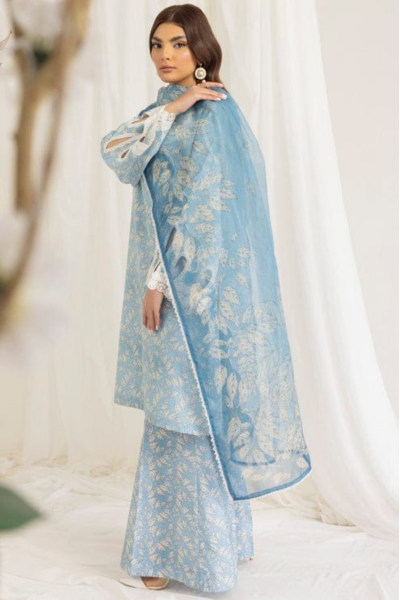 HR-MB442 Unstitched 3 Pcs Digital Printed And Embroidered Lawn Suit With Silk Dupatta