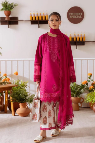 HR-CO514B 3Pc Embroidered Lawn Shirt With Cotton Net Dupatta