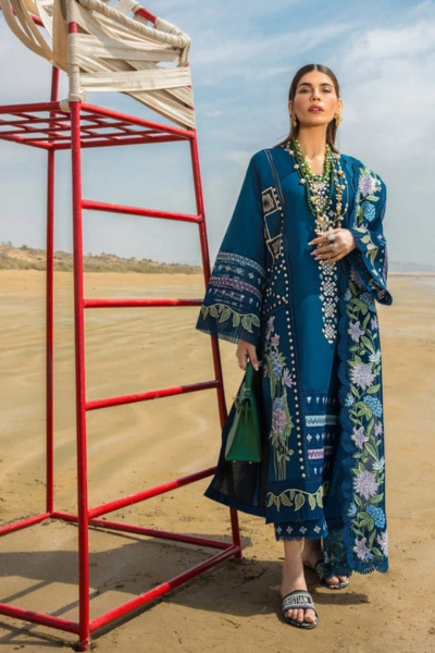 HR-CM30 3 Piece Embroidered Lawn With Embroidered Organza Dupatta