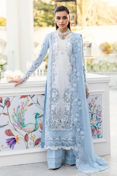 HR-CS 2645 3 Pc Embroidered Lawn Shirt With Embroidered Chifoon Dupatta With Patches