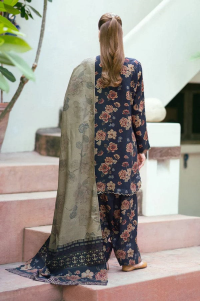 HR-3 Piece Digital Printed Lawn Shirt Trouser With Lawn Dupatta BQ 412
