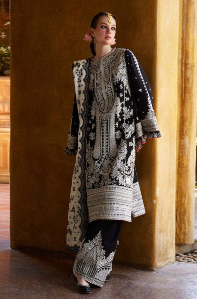 HR-MB2615 3 Pc Embroidered Lawn Shirt With Embroidered Bamber Chiffon Dupatta
