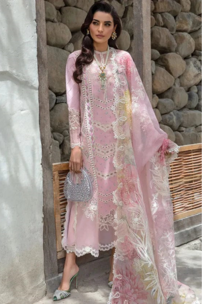 HR-CM2600 3 Pc Embroidered Lawn Shirt With Embroidered Polly Lawn Dupatta