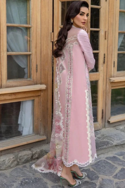 HR-CM2600 3 Pc Embroidered Lawn Shirt With Embroidered Polly Lawn Dupatta