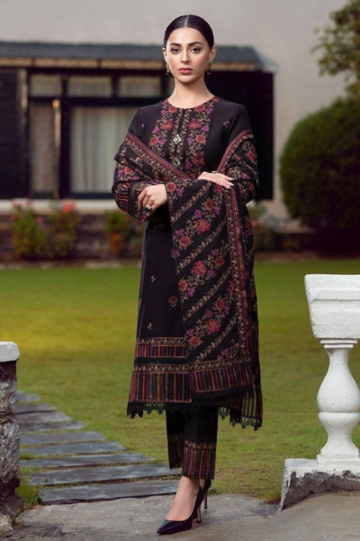 HR-BR920 3 Piece Embroidered Dhanak With Embroidered Dhanak Shawl