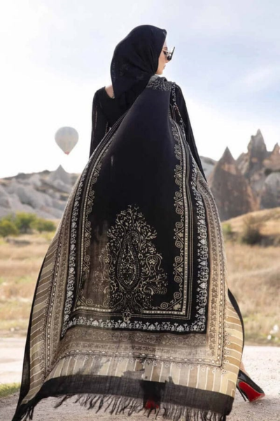 HR-MB58 3 Piece Embroidered Dhanak Shirt With Printed Wool