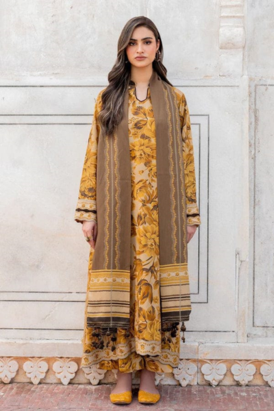 HR-BK185 3 Piece Digital Printed Khaddar Shirt Trouser And Dupatta