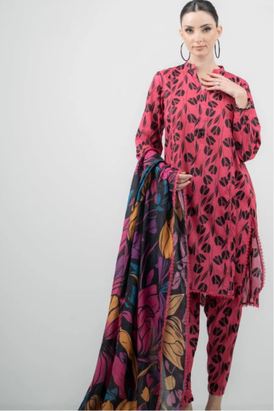 HR-SR108 Digital Printed Unstitched Lawn Suit With Digital Printed Monar Dupatta