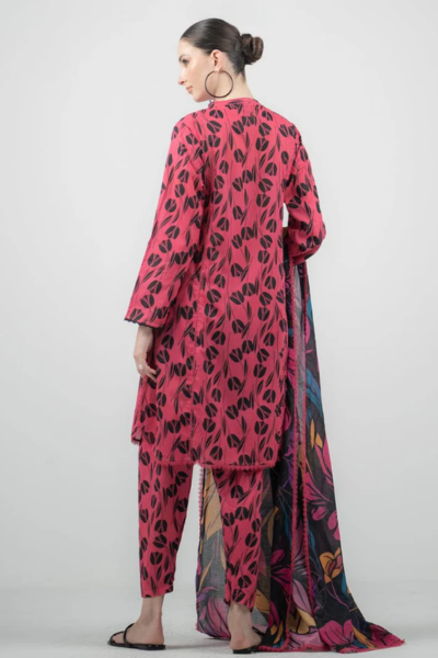 HR-SR108 Digital Printed Unstitched Lawn Suit With Digital Printed Monar Dupatta
