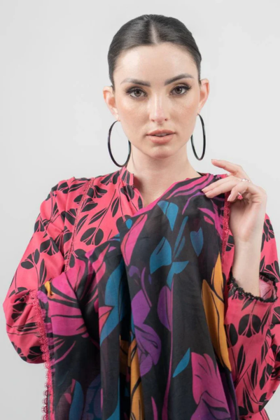 HR-SR108 Digital Printed Unstitched Lawn Suit With Digital Printed Monar Dupatta