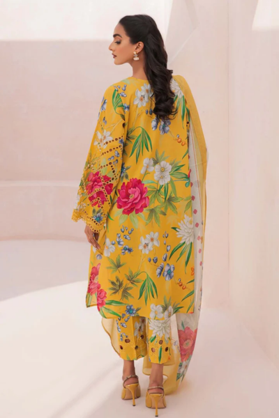 HR-74 3pc Unstitched Digital Printed Lawn Suit With Digital Printed Monar Dupatta
