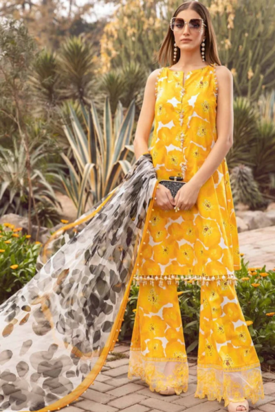 HR-SR103 Digital Printed Unstitched Lawn Suit With Printed Fine Monar Dupatta