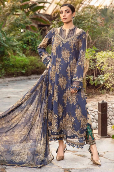 HR- SR14 3Pc Digital Printed Lawn Suit With Digital Printed Lawn Dupatta