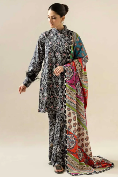 HR-SR408 3Pc Digital Printed Lawn Suit With Digital Printed Lawn Dupatta